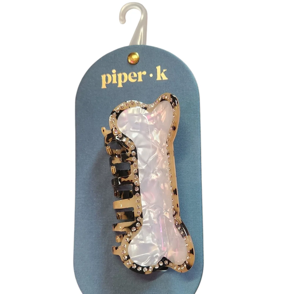 Piper K Rhinestone Dog Bone Large Hair Clip